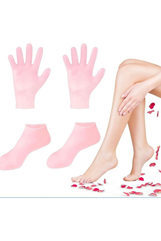RoséSkinCare Silikon Nemlendirici El ve Ayak Bakım Seti – Spa Eldiveni & Çorabı ✨